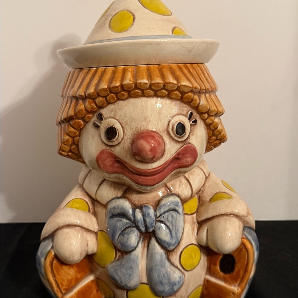 Whimsical Clown Ceramic Cookie Jar